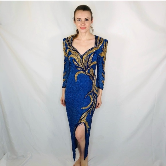 Vintage Dresses & Skirts - SHO MAX Originals Vintage Beaded Glamour Gown Sequ